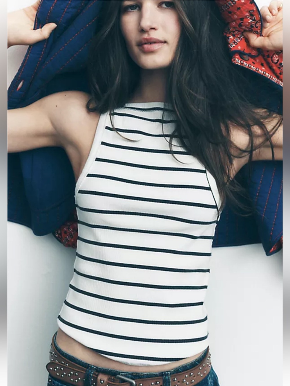 FREE PEOPLE x We the Free Mia Tank 🖤 & 🤍 stripes. LARGE. EUC - Picture 3 of 7